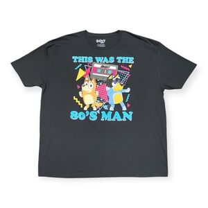 Bluey "This Was The 80's Man" Black Graphic T-Shirt Bandit Bingo Womens 3XL EUC